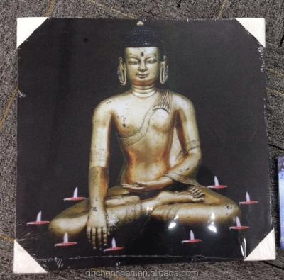 China Wall Hanging Decoration Buddha Canvas Painting With Led Lights Led Wall Art For Home Fiber Optic Wall Art for sale