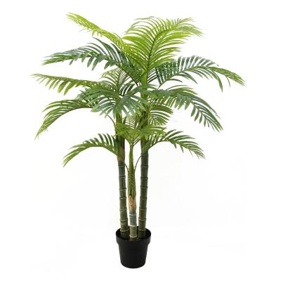 China 150cm Lifelike 18 Leaves Green Artificial Areca Palm Potted Plants Fake Tree For Home Garden Decoration for sale