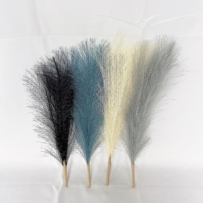 China 5 Fork Artificial Fake Pampas Flowers Natural Touch 43cm Dried Pampas Grass For Wedding Home Office Decoration for sale