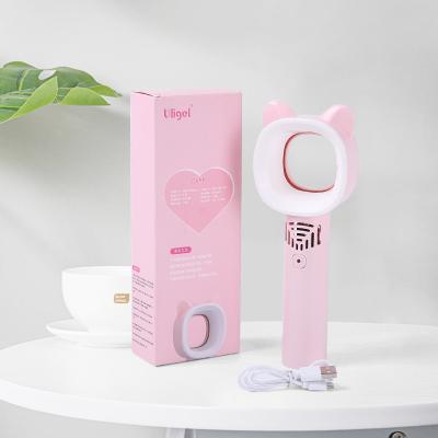 China Mini Portable Cute Cat Electric Fan 3 Speed ​​Bladeless Adjustable Outdoor Silent USB Hotel Fan for sale