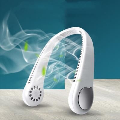 China Mini Small Hotel Multi Function Rechargeable Hands Free Neckline Air Cooler Portable No Hanging Blade Neck Fan for sale