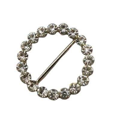 China Simply New Style Round Shape Zircon Buckle Rhinestone Zinc Alloy Simple Buckle For Clothing Accessories for sale