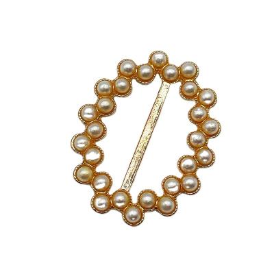 China Hot Sale Oval Shape Small Size Round Beads Oval Buckle With Bead For Women Oval Shape Chime Buckle Gold for sale