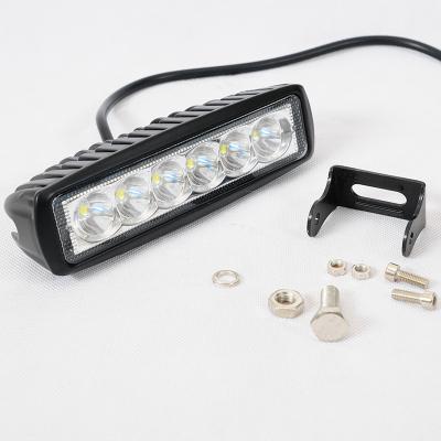 China Waterproof Lamp Diecast Aluminum Housing 12v 6inch 18w Single Row Led Work Light Bar For Offroad Trucks for sale