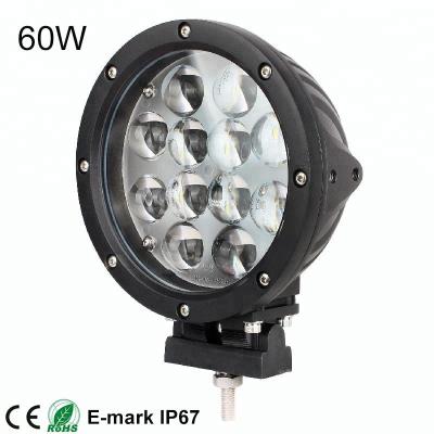 China Aluminum Housing Round 6000 Lumen 60w Super Bright Car Work Light Diecast Led 12v With E-Mark for sale