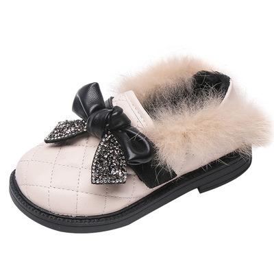 China OEM Zapatos Casuales de Nian Small Flat Baby Plush Stitched Lovely Fancy Dress Boots Girl Shoes for sale