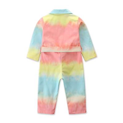 China New Arrival Breathable OEM Roupa Menina Spring Nian Siamese Pants Tie Dye Toddler Girl Clothes for sale