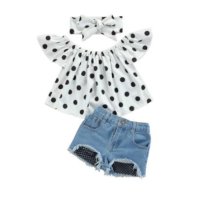 China OEM soft anak pakaian nian denim perempuan top color shorts printing kids girls clothes for sale