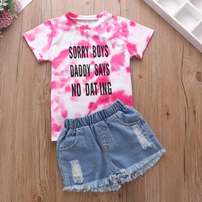 China Nian girls clothes OEM casual kids set new baby style lovely jeans set girl clothes for sale