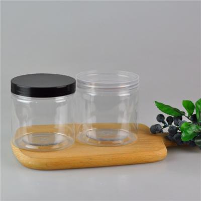 China Freshness Preservation Food Grade Stock Empty Pet Wide Mouth Plastic Storage Jars With Top Lids for sale