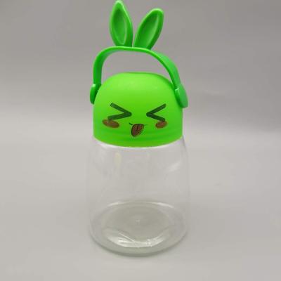 China Hot Selling Clear Jar Cartoon Pet Food Freshness Preservation Custom Custom Plastic Candy Jar With Lid for sale