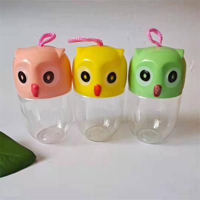 China Freshness Preservation 150g Lovely Christmas PET Cartoon Rubber Band Plastic Jar For Kids for sale