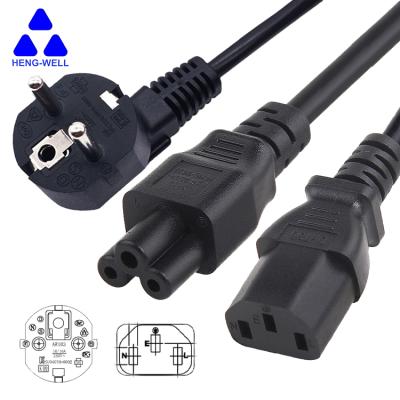 China Household Wholesale Heng-Well 0.75Mm Household 0.75Mm Europe Power Cable Eu Plug 3 Pin To IEC C13 AC Standard Cord for sale