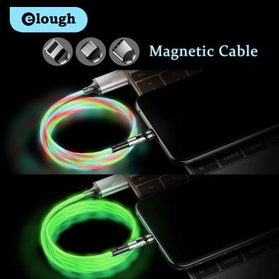 China 540Â ° Rotating Lighting Magnetic Cable Phone Charger Cable 3 In 1 Fast Charging Flowing Magnetic Type C Cable 540 Luminous Data USB 2.4a Cable for sale