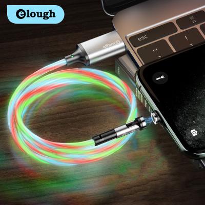 China 540Â ° Rotating Lighting Magnetic Cable Tending 2022 New Arrivals Products Led Flowing Light 3 in 1 USB Colorful Flame Charging Cable For Mobile Phone for sale