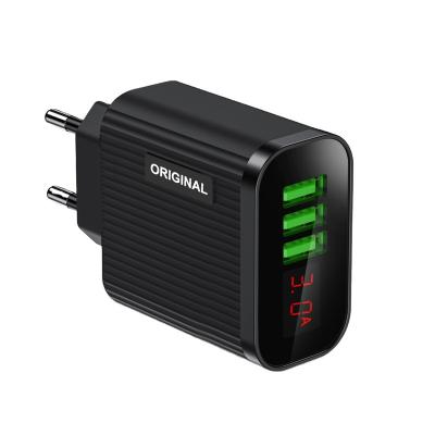 China Hot Selling Best Quality QC3.0 Travel Charger High Speed ​​Fast 3 Port LED Wall Charger for sale