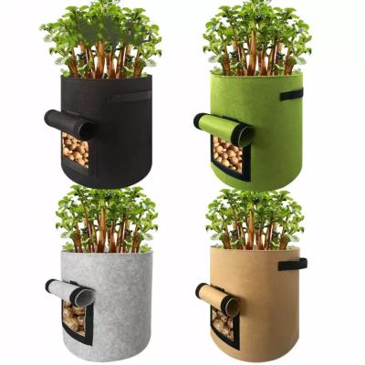 China 10 Gallon Round Eco-Friendly Fruit Garden Manufacture Porcelain Cloth Ruled Pot Nonwoven Smart Grow Bags for sale