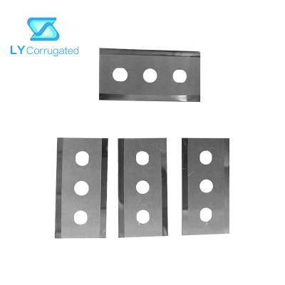 China 43x22x0.3mm High Carbon Steel Carbide Three Holes Slitter Blade For Cutting Wrapping Film zu verkaufen