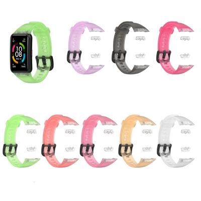 China Hot Selling Clear Transparent Rubber Watch Band Split Strap For Huawei Band 6 Smart Watch Strap Strap for sale