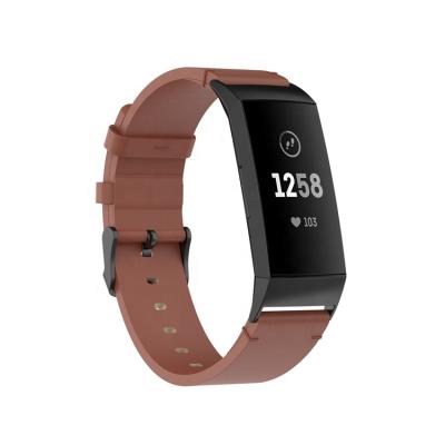 China Water Resistant For Fitbit Charging 3/3e/4 Smartwatch Leather Strap Metal General Purpose Head for sale