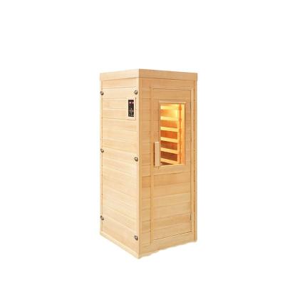 China Import wood use infrared wood material family room computer control panel 1 person sauna hemlock CD/FM and color light infrared sauna for sale