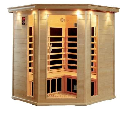 China Computer Control Panel Cedar Indoor Carbon Fiber Heater Canadian Red Far Infrared Sauna 4 Person for sale