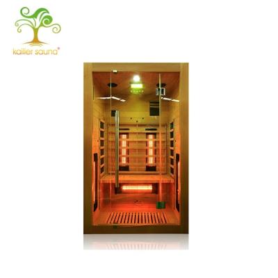 China Computer Control Panel Canada Hemlock Infrared Sauna/EMFcarbon Fiber Sauna Heater 2 Cerdar Red Infrared Glass Low Person for sale