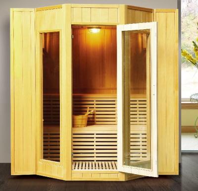 China Computer control panel wooden corner suana infrared sauna hemlock steam sauna for sale