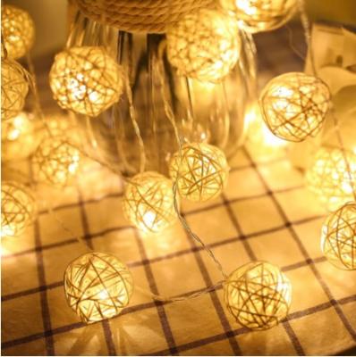 China Atmosphere Rattan LED Ball String Light 5M Fairy Lights 20Led Holiday Warm White Light For Party Christmas Wedding Decoration Rattan Ball L for sale