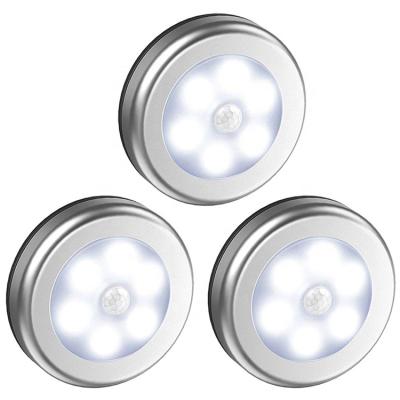 China Bestselling Night Light Kids Round 6 LED Motion Sensor Room Battery Operated Magentic Bedroom Led Sensor Light For Wardrobe,Cabinet for sale