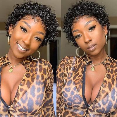 China Kinky Curly Hair Pixie Cut Wig Short Curly Bob 13*1 Lace Up Party Hair Wigs for sale