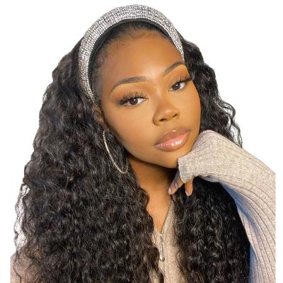 China Remy Hair Scarf Headband Wig Straight Hair Deep Wave Headband Wig Glueless Hair Wigs for sale