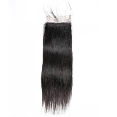 China Cheap 10-20inch Wave Closure 10-20inch Good Quality Straight Human Hair Peruvian Silky Straight Human Hair 4*4 Remy Closure 100% Natural Color for sale