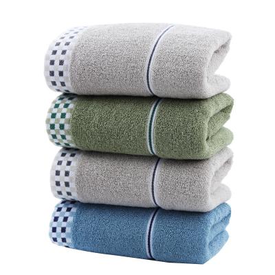 China Child safe manufacturers wholesale household knitted % cotton face wash bath gift plaid thickened towel for sale