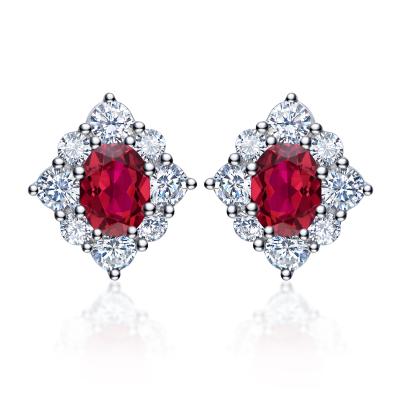 China African Red CZ Diamond Stud 925 Gemstone Earrings Handmade High Finished Fast Delivery Women Party Earring for sale