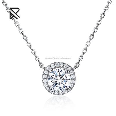 China Customized Vintage 2021 Special Round Design Round Cut Necklace Super White Silver Diamond Necklace for sale