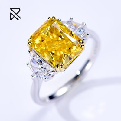 China Vintage Exquisite Customizable Stone Workmanship Rectangular Diamond Ring 18k Yellow Gold Christmas Yellow Wedding Ring for sale