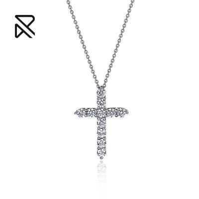 China Wholesale CLASSIC 925 Sterling Silver Cross Necklaces White Gold Zircon Necklaces Men WomenChristmas Religious Necklace for sale