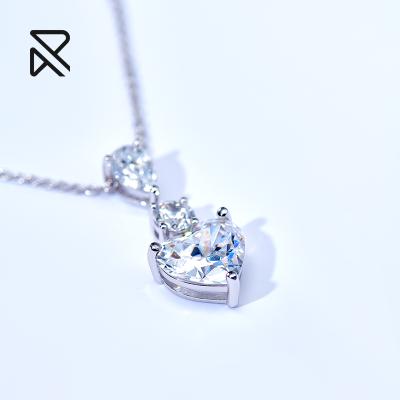 China CLASSIC 2ct white gold plated heart shape love necklace s925 silver zircon pendant necklaces with brilliant and pear cut diamonds for sale