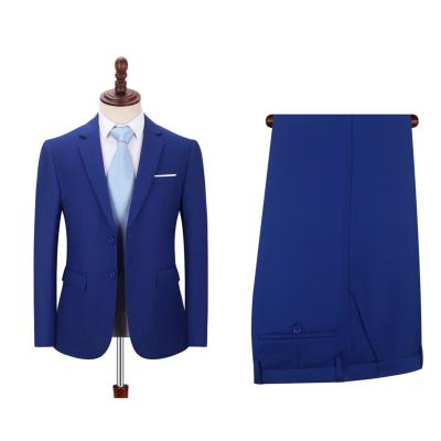 China Wholesale Anti-wrinkle suit men's formal double breasted gentleman 2 pieces solid color jacket + solid color pants office wedding for sale