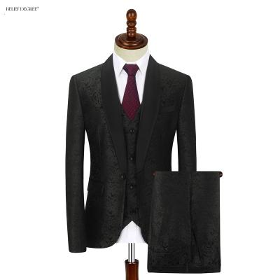 China Anti-wrinkle Wholesale Latest Fashion Loose Comfortable Mens Black Jacquard Suit Jacket for sale