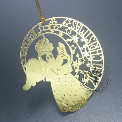 China 2017 Hot Custom Made Festival Gift Angel Engraving Metal Christmas Ornament New for sale