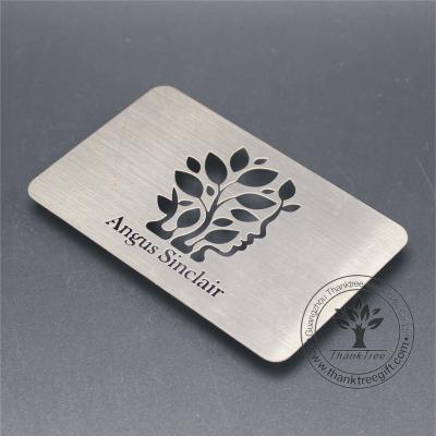 China Europe Metal Etching Craft Custom Logo Engraved Brushed Finish Stainless Steel Business Card for sale