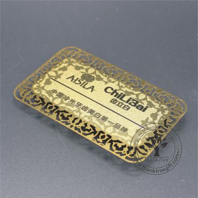 China Europe Factory OEM Customized Metal Etching Craft Logo Engraved 24k Gold Business Card for sale