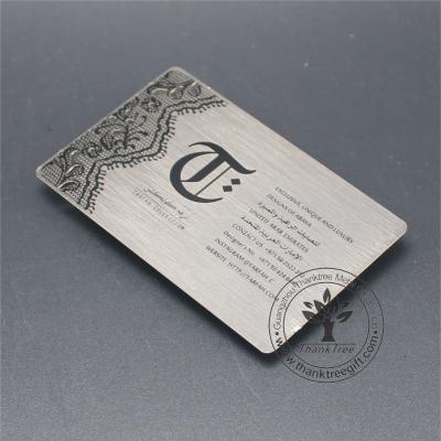 China Europe Metal Craft China Manufacture Brushed Silver Plated Metal Business Card for sale