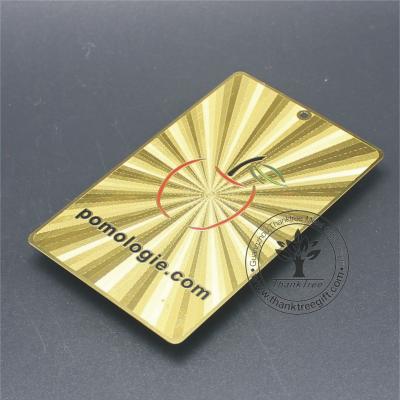 China Custom Europe Metal Etching Craft Logo Engraved Gold Plated Brass Company Business Card for sale