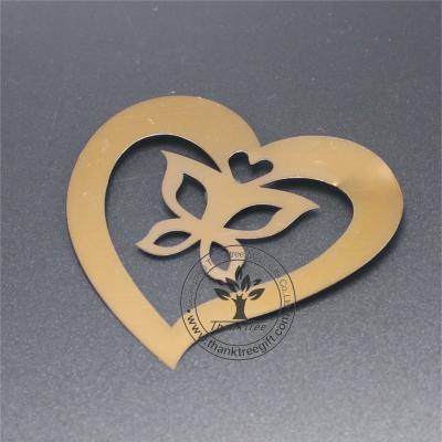 China Europe Metal Wedding Favor Custom Heart Shape Bronze Color Metal Bookmark for sale