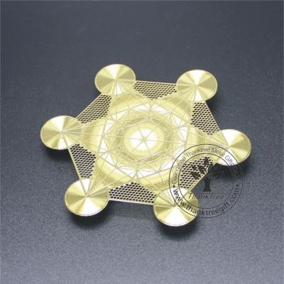 China India Religious Style and India Regional Gold Plated Metatron Cube Metal Energy Map for sale