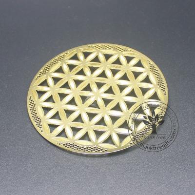 China Europe Embossed 24k Gold Plated Metal Plate Custom Flower Of Life Keepsake Gift for sale