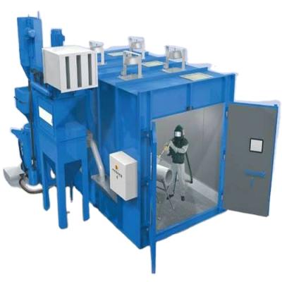 China Sand Blasting Booth Automatic Recycling Manual Type Sand Blasting Room With Automatic Abrasive Recycling System for sale